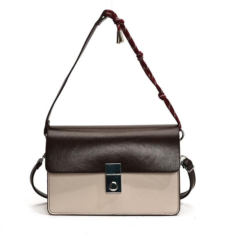 

Premium sense niche lock chain underarm bag women s new leather fashion small square bag shoulder messenger bag темно-коричневого