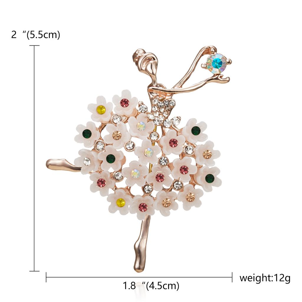 Rinhoo Fashion Ballet Girls Crystal Brooches For Women Cute Rhinestone Gymnastics Ladies Dancer Enamel Pins Figure Badge Jewelry