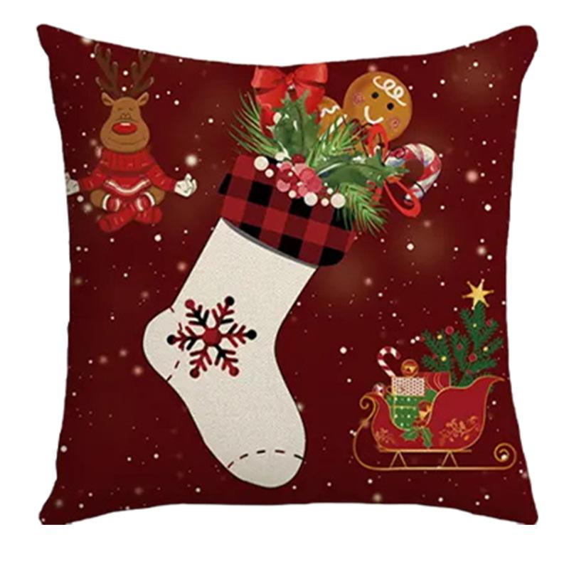 

Ins Christmas Decoration Ambiance Socks Bell Pillowcase Sofa Snowman Gift Car Office Pillowcase Cover 45*45cm