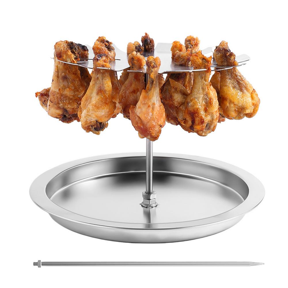 15 Slots Chicken Wing Rack Stainless steel Chicken Leg Grill Rack With Drip Tray for Indoor Outdoor Grilling Accessories