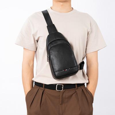 Men's Chest Bag Genuine Leather Casual Korean Crossbody Bag Multi-functional Fashion First Layer Cowhide Crossbody Bag