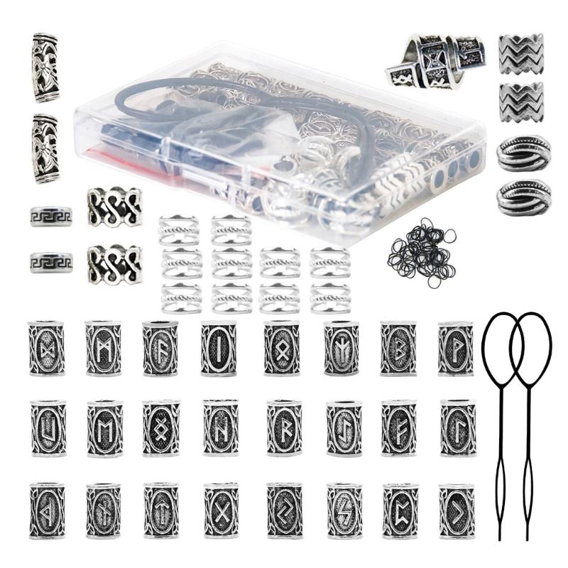 

37Pieces Viking-Beard Beads Celtic-Bead Antique Norse Hair Tube Bead Dreadlock Bead for Hair Braiding Bracelet Pendant 1