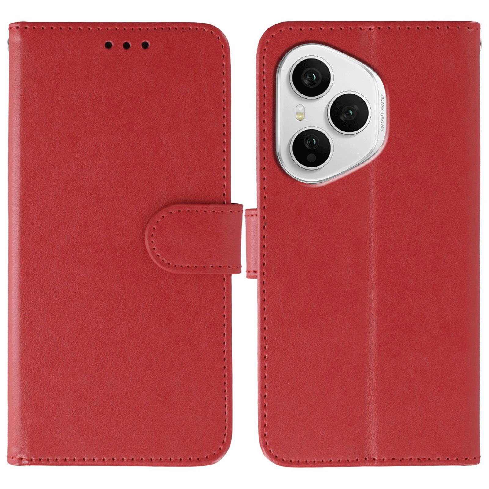 

Для Honor 400 Pro 5G (Глобальный) Чехол из ПУ кожи, откидной кошелек, чехол для телефона со шнурком Red