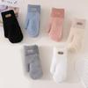 Double Layer Velvet Thickened Warm Gloves Solid Color Versatile Gloves for Outdoor Cycling Winter Warm Plush Inner Mittens