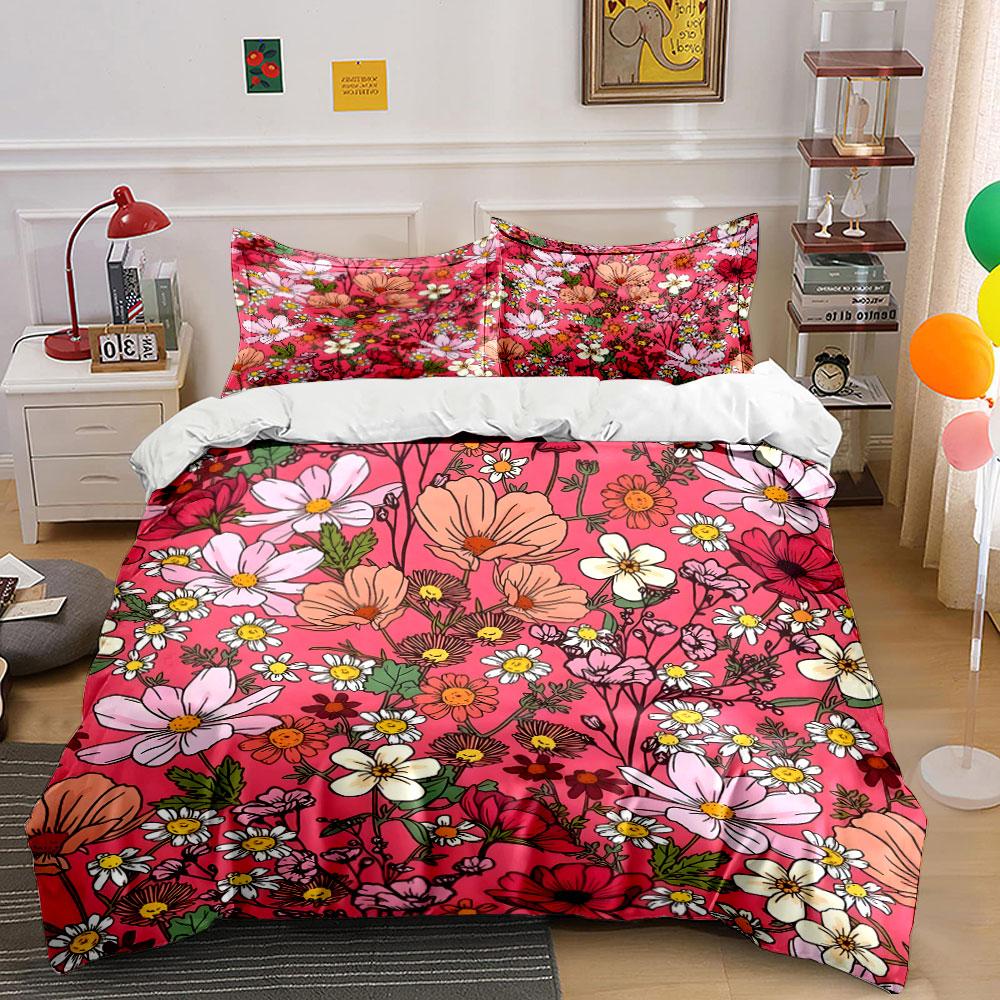 Floral Pattern Decor Set Elegant Soft Comfortable Duvet Cover Bedding Set Included 1*Duvet Cover & 2*Pillowcases, Gift