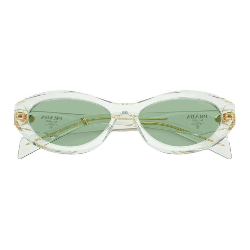 Prada Solid Color Design Acetyl Oval Sunglasses Women's Green