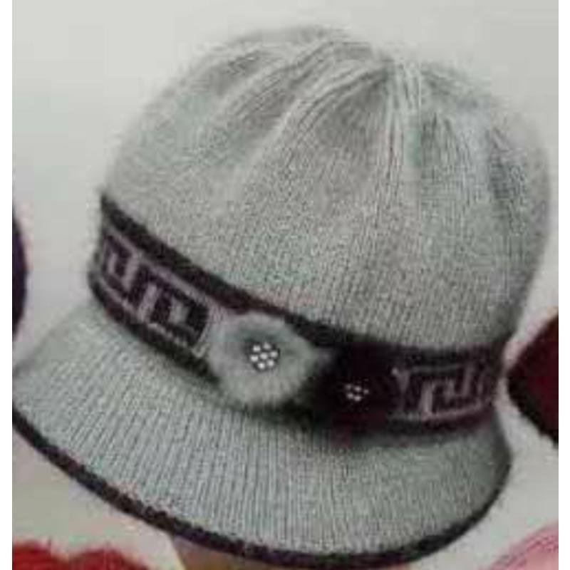 

Шляпа женская зимняя новая шляпа-клош для бабушки флисовая теплая вязаная шапка утолщенная шерстяная шляпа-ведро для пожилой женщины One size серый