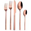 5Pcs Dinnerware Set Stainless Steel Tableware Set Knife Fork Spoon Dinner Set Black Gold Cutlery Set Kitchen Service for 6