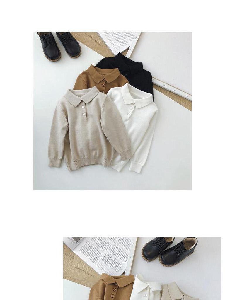 New Boys' Turn-Down Collar Knitted Sweater - Autumn/Winter Style for Small To Medium Children