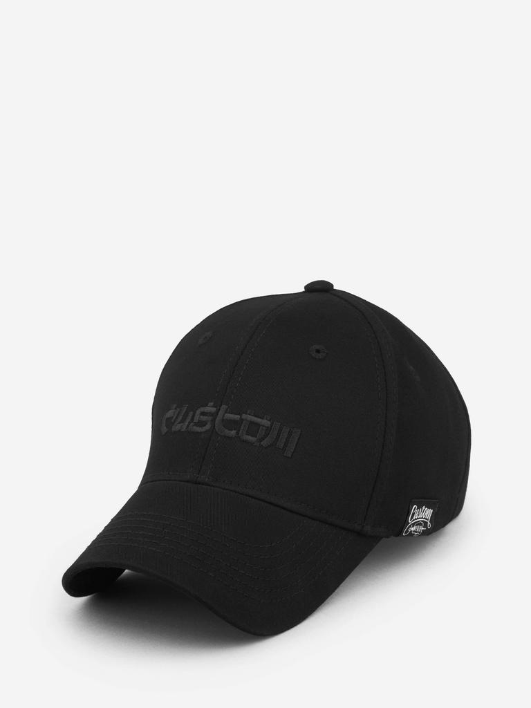 Baumwoll-Baseballkappe mit schwarz gesticktem Custom Wear-Logo in Schwarz und Weiß