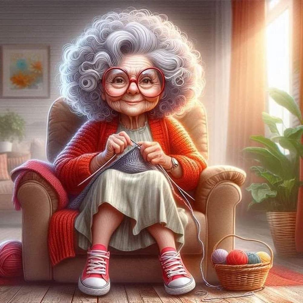 5D DIY Full Round Drill Diamond Painting Grandma Kit Home Decor Art Craft