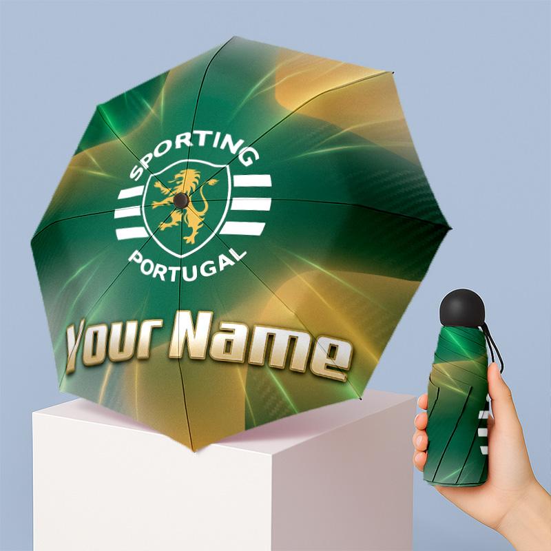 Sporting CP Manual Five Fold 8 Rib Umbrella Support Custom Text, Lightweight Travel Umbrella