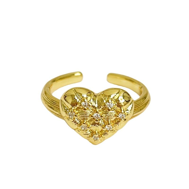 Gold Liebe Retro Offener Ring Französischer Mittelalterstil Eleganter Mode-Tropfen-Glasur Premium-Ring Zeigefingerring