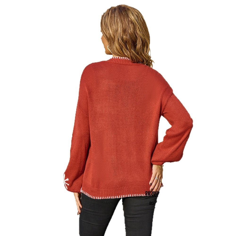 Nowy Jesienno-Zimowy Sweter Żakardowy Damski Jednodługi Kołnierz Kwiaty Osobowość Wszechstronna Dzianinowa Kurtka dla Kobiet