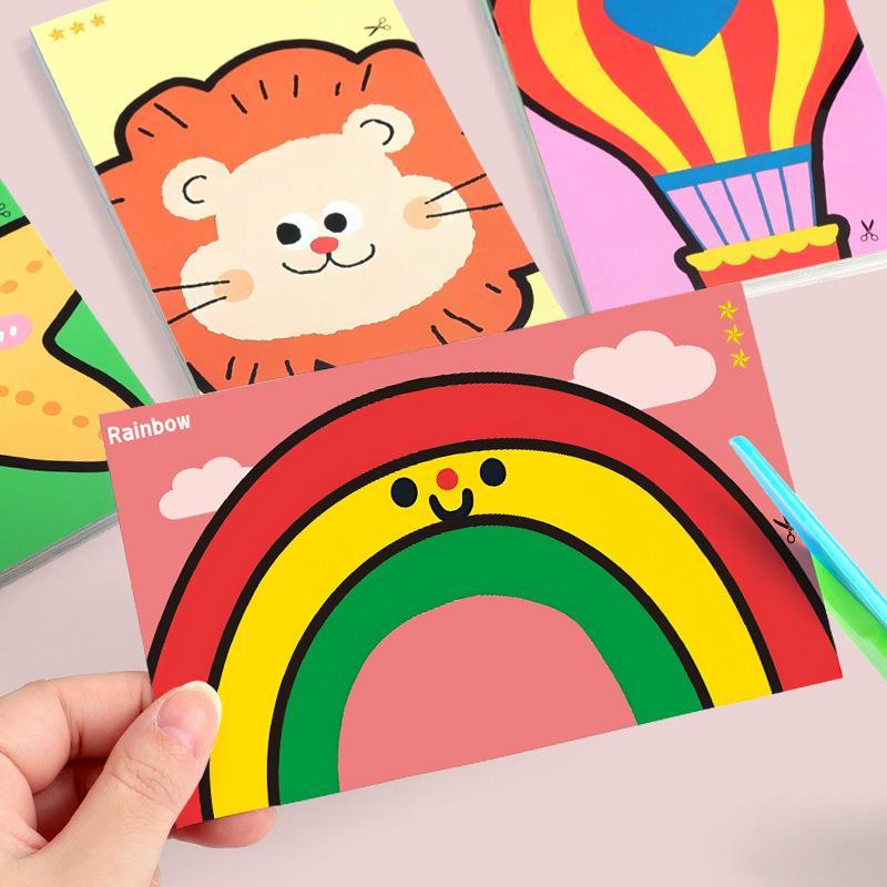 Handmade Paper Cuttings Interesting Origami Suit Dinosaur/Mushroom Patterns Including Scissors Parent-Child Interactive Toys