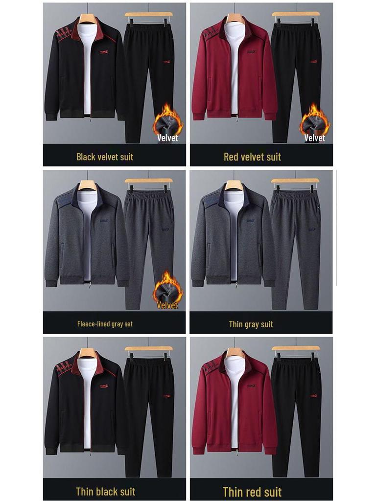 Specht Herren Sport Baumwollset: Lässige Laufjacke für Mittelalte und ältere Menschen für Frühling, Herbst, Winter.