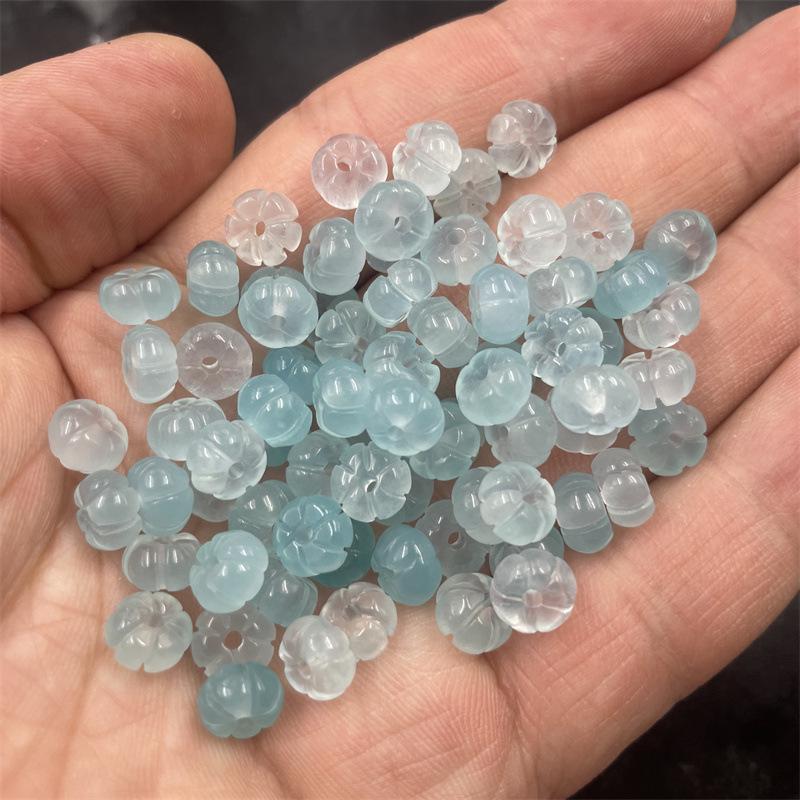 Light Blue Ice Jade Pumpkin Abacus and Gourd Beads for DIY Jewelry Making