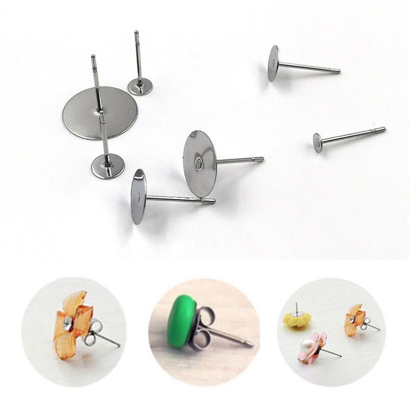 100PCS Flat head earrings Accessory Handmade earrings DIY Practical Convenient Flat bottom earring needle