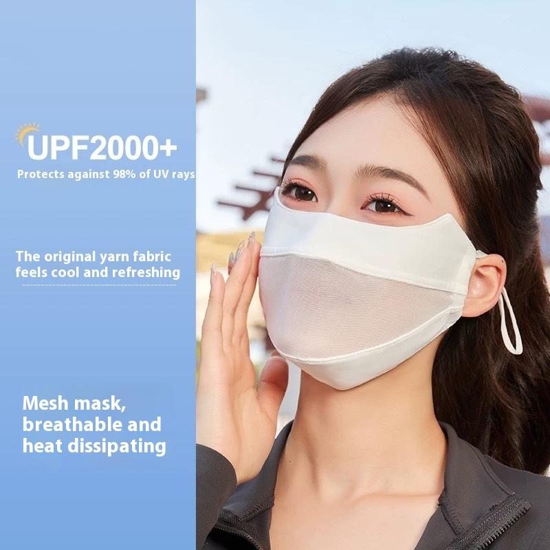 Ice Silk Mask For Women Thin Mesh Breathable Mask Summer Sunscreen Face Scarf Outdoor Cover Hiking Riding Running Sport Mask
