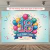 2D Feliz Cumpleaños 18th Backdrop - Colorful Balloon & Ribbon Party Photography Banner