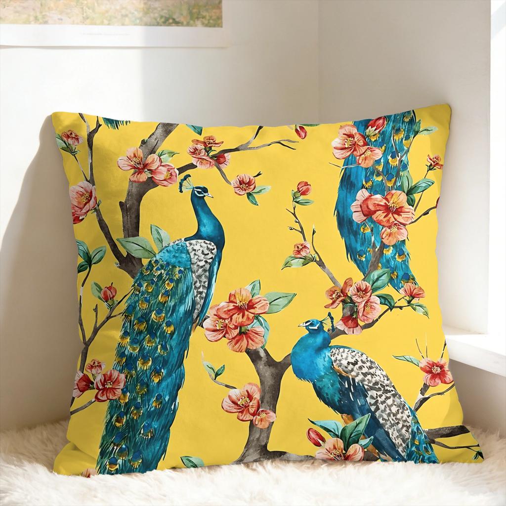 Peacock Feather Printing Pillow Case Fashion Pillow Cover Comfy Pillowcases For Sofa Couch Bed Living Room