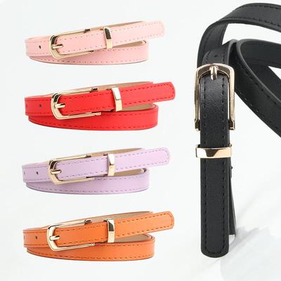 Korean Style Multicolor Thin Waist Belt – Women's Fashion PU Leather Accessory for Dress or Sweater.
