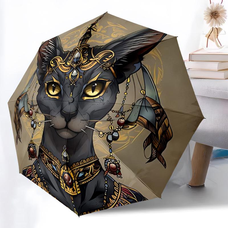 

1pc Egyptian Cat Automatic Open/Close Umbrella - Compact Travel Umbrella, Gift for Birthday, Holiday yy260106011