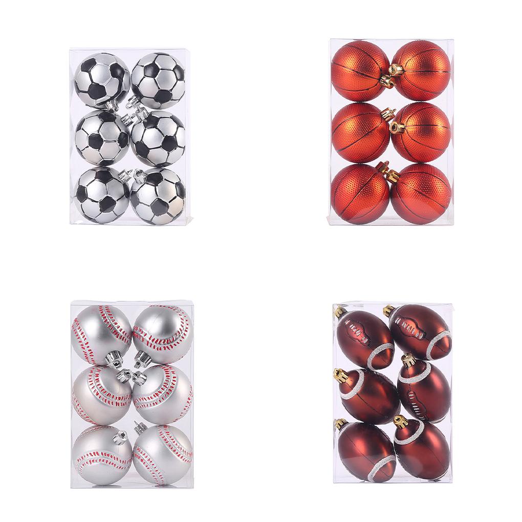 6-teiliges Set einfach aufzuhängender Fußball-Weihnachtskugeln – Exquisite Weihnachtsbaumdekoration