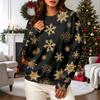 Women's Casual Long Sleeve Christmas Print Neck Pullover Sweatshirt