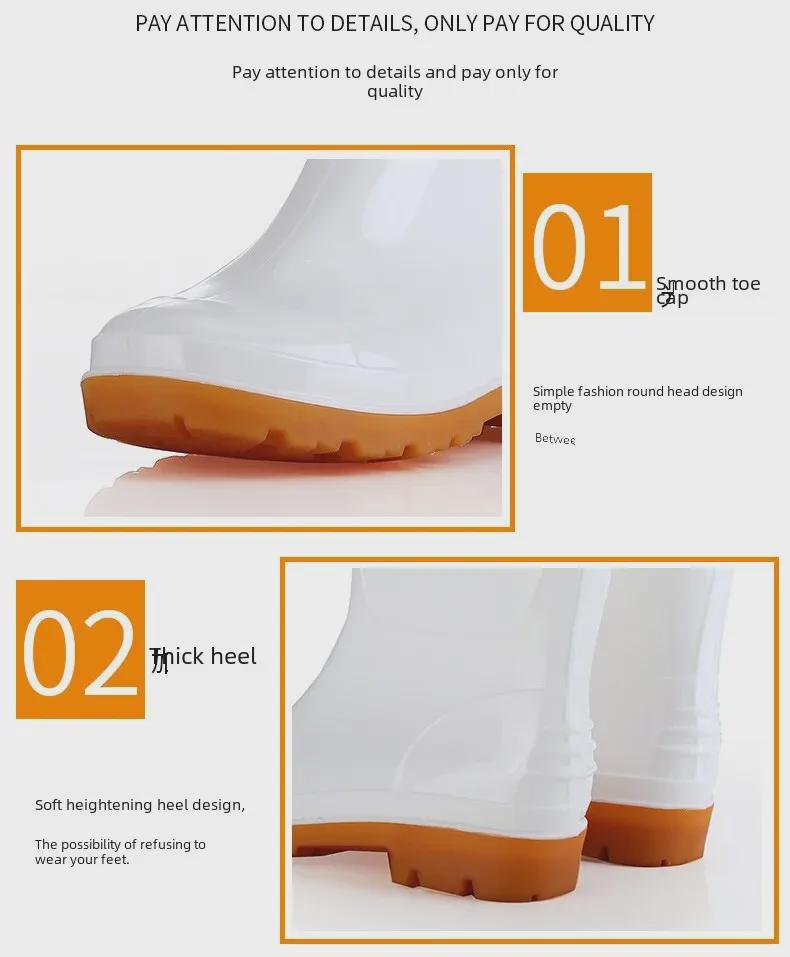 Tendon Sole Unisex White Waterproof Non-Slip Rubber Hygiene Boots for Medium and High Food Safety and Farm Work.