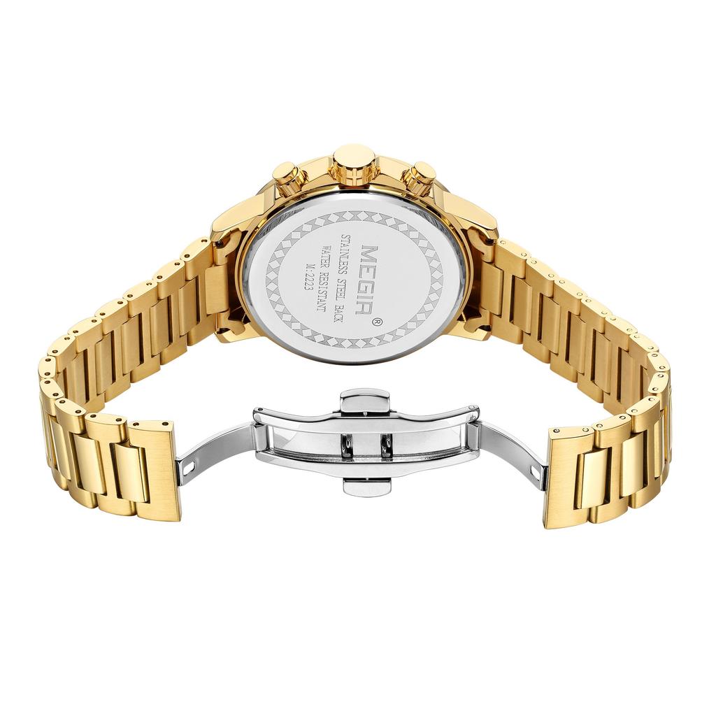 MEGIR 48MM Big Dial Men Watch Luxury Stainless Steel Waterproof Luminous Quartz Chronograph Sport Wristwatch Male Clock Reloj Hombre 2223