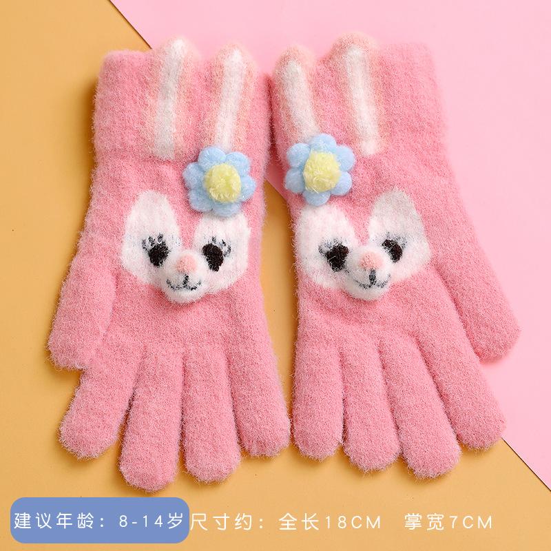 Cartoon Kinderhandschuhe Winter verdickt Jungen und Mädchen Outdoor Plüsch warm Fünffingerüberzug kleines Mädchen Frostschutz Fingerüberzug weiblich