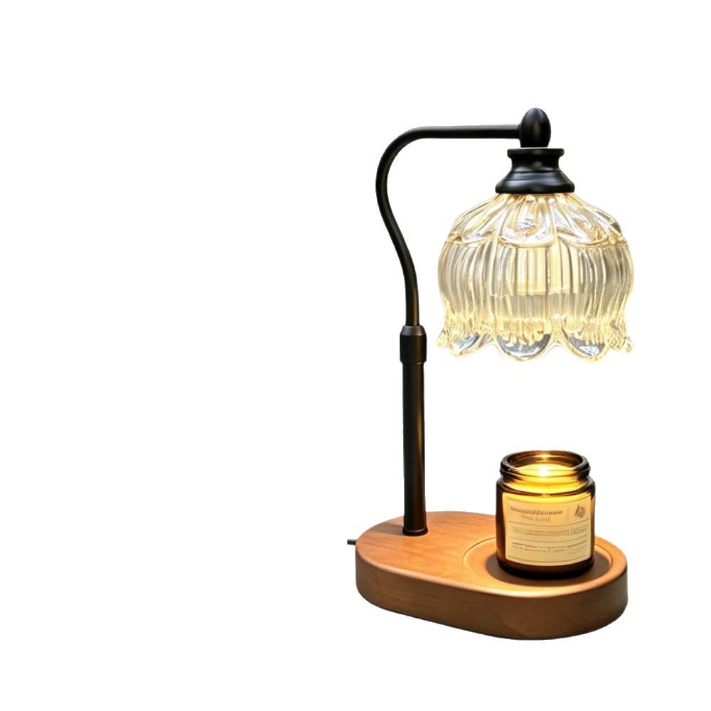 Aromatherapy American Style Flameless Fragrance Wax-Melting Dimmable Table Lamp with Rising-Falling Flame Effect for Bedroom Use