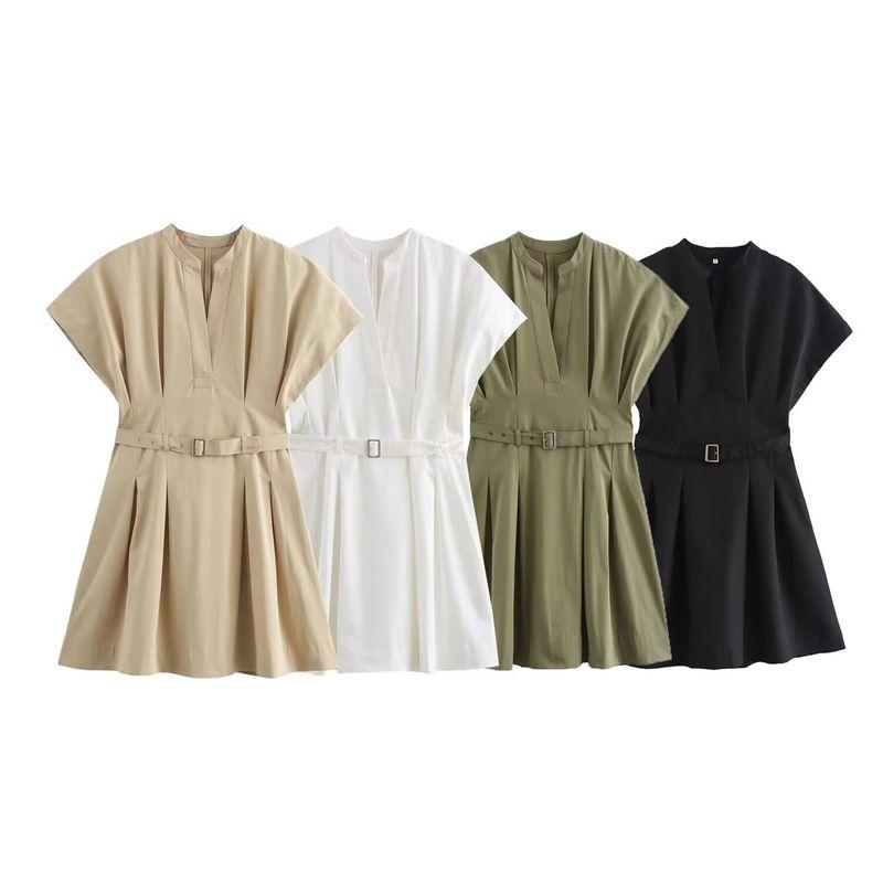 Autumn New Arrival Fashion Wind Foreign Trade Women's Clothing Fashion Minimalist Versatile Belt Short Dress 8761298