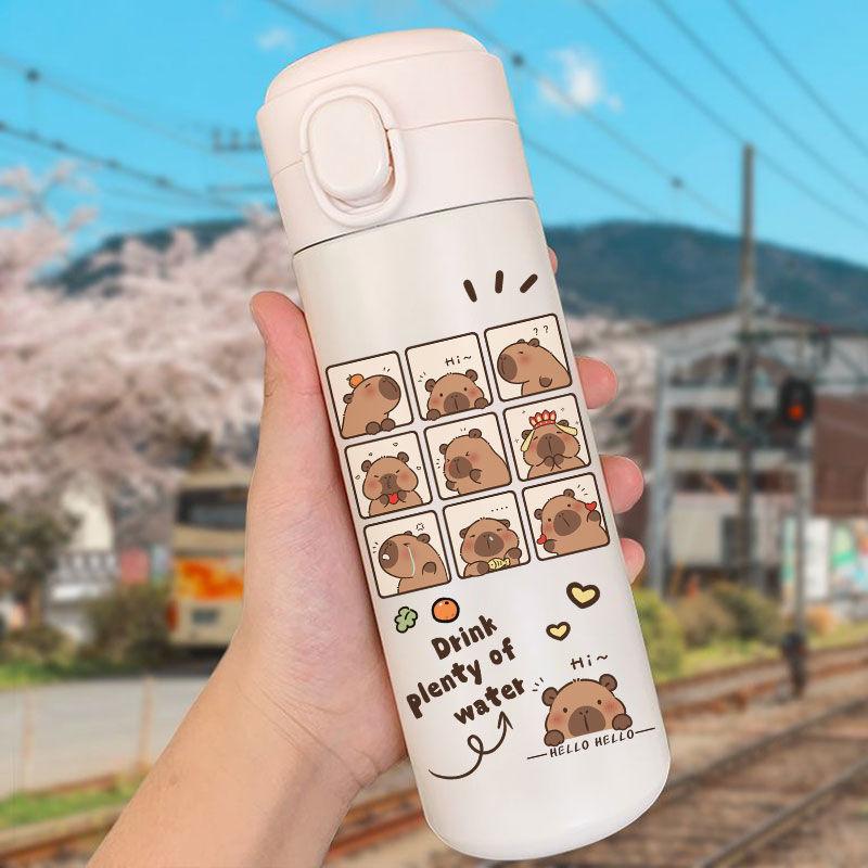 

Капібара Аніме Дитяча Термос Чашка Мила Дівчинка Мультфільм Кружка Молока Капібара Каваї Спорт Пляшка Води Чашка Кави Пляшка Води Подарунок 420ml