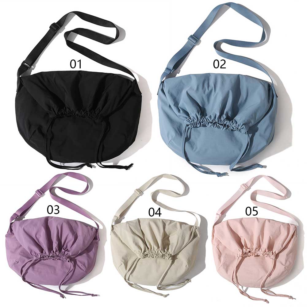 Women Drawstring Shoulder Bag Large Capacity Casual Satchel Bag Adjustable Strap Lightweight Shopping Bag Girls Outdoor Bag