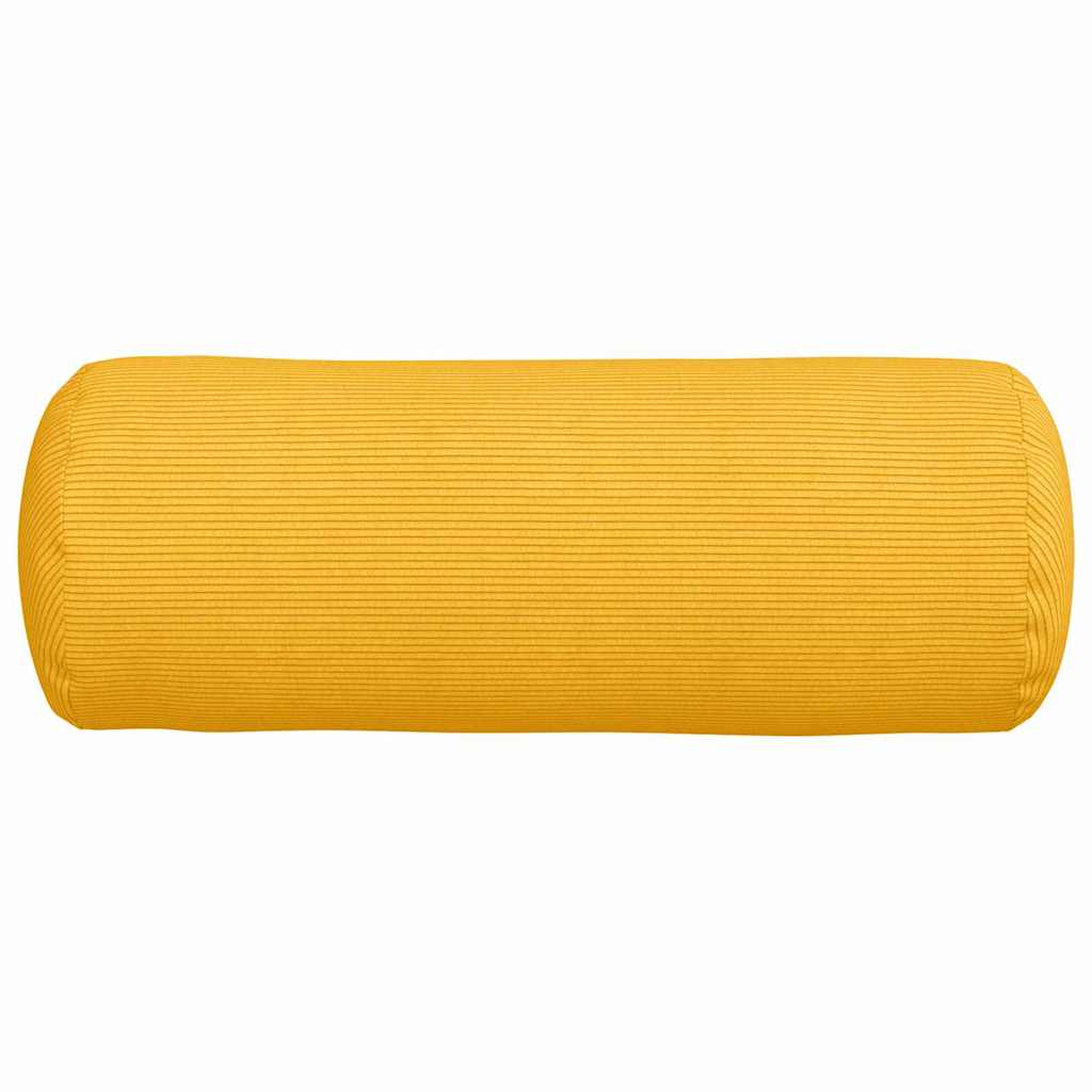Bolster Cushions 2 Pieces Light Yellow Ø 25 x 70 cm Cord Fabric