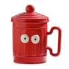 Mugg med lock Stor kapacitet Rolig keramisk vattenkopp Högt utseende Konstig kopp Souvenirgåva för flickor