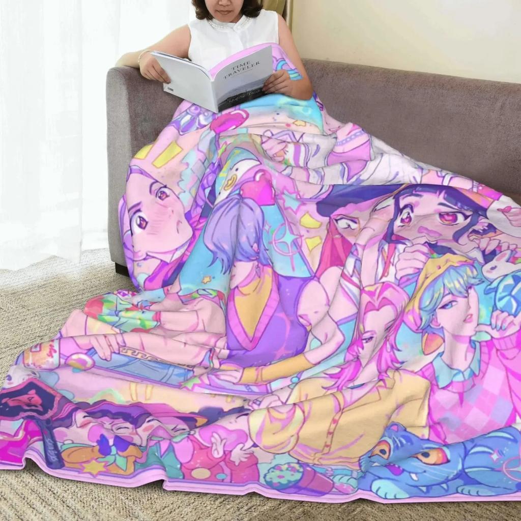 K-Pop Group 'Demon Hunter' Warm And Soft Sofa Blanket Flannel Nap Blanket Living Room Office Bedroom Cartoon Sofa Travel