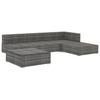 Set salotto da giardino 5 pezzi con cuscini in polyrattan grigio