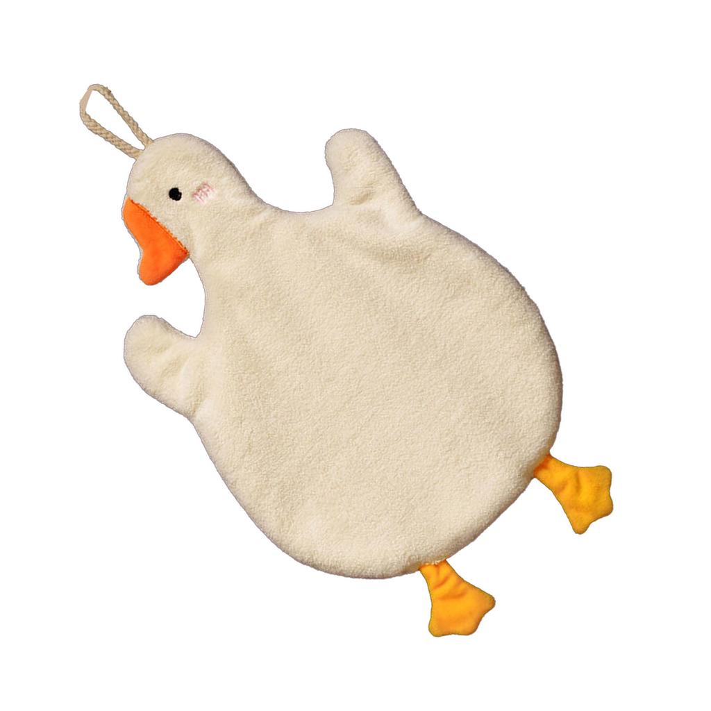 Cute Hand Towel with Hanging Pure Cotton Absorbent Decorative Kids Goose Hanging Hand Towel for Bathroom Kitchen