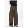 Heren Katoenen Casual Broek Losse Rechte Pijp Dubbele Plooizakken