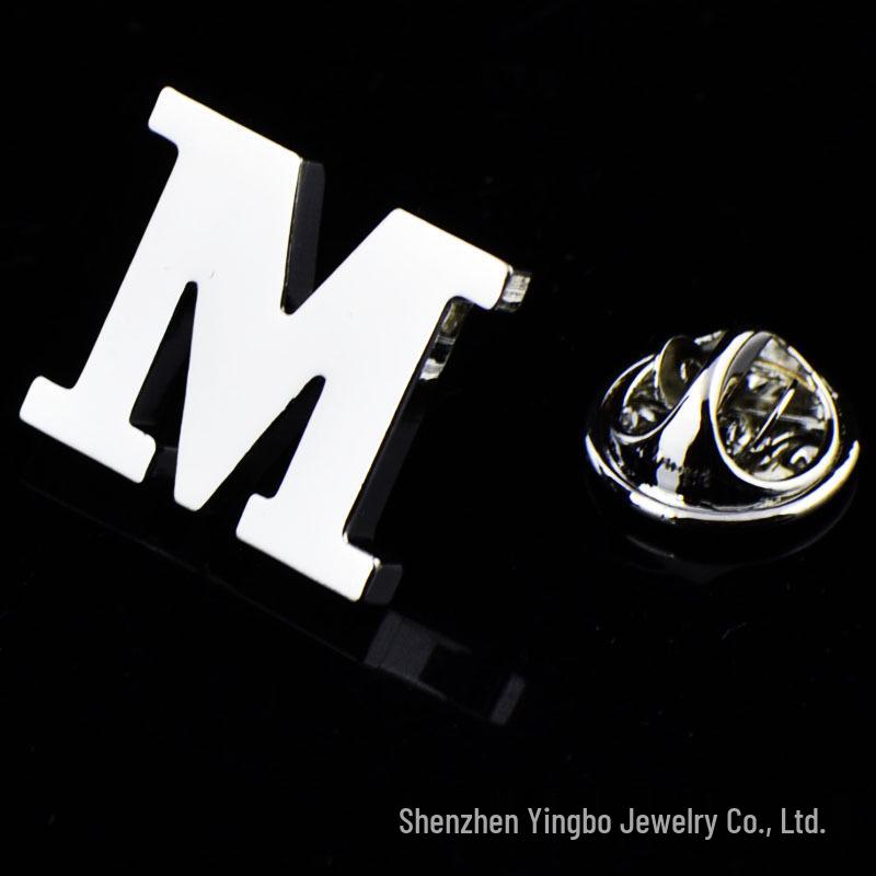 High-Quality Brass English Letter Brooches A-Z for Men & Women – Suit, Jacket, Shirt Badge.