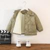 Autumn Kids Jacket Winter Boys Solid Color Thick Plus Velvet Warm Coat Teen Children Outerwear Clothing