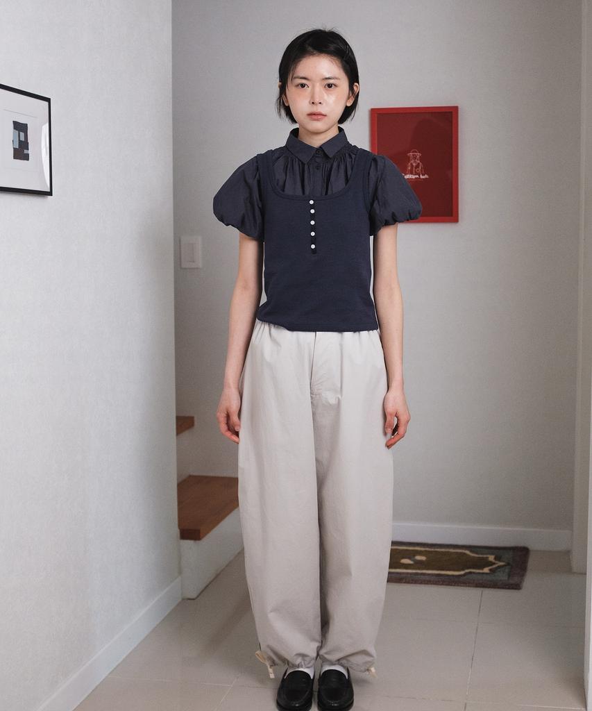 COTTON BELL String Easy Pants - Light Greige