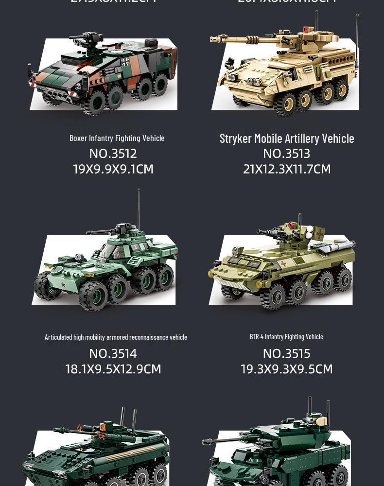 Military Series Tank Armored Vehicle Model Building Blocks for Kids – 61-Piece Toy Set