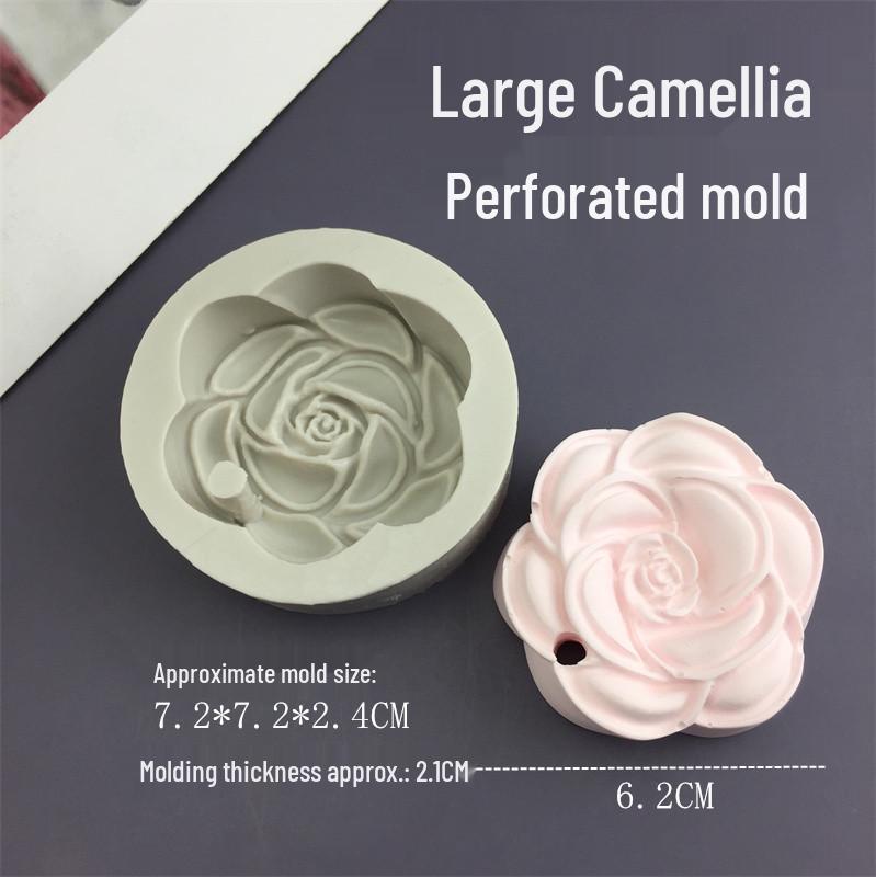 Cherry Blossom Gardenia Rose Silicone Mold for DIY Aromatherapy, Chocolate, Candle, and Epoxy Hanging Tags.