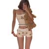 Women's Summer 2025 Slimming Teddy Bear Camisole Pajama Set with Pads - Cute & Sexy Tank Top and Shorts