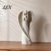 Modern Home Interior Accents Praying Angel Statue, Abstract Guardian Figurine, Religious Prayer Decor Sculpture for Mantel Church Indoor Memorial