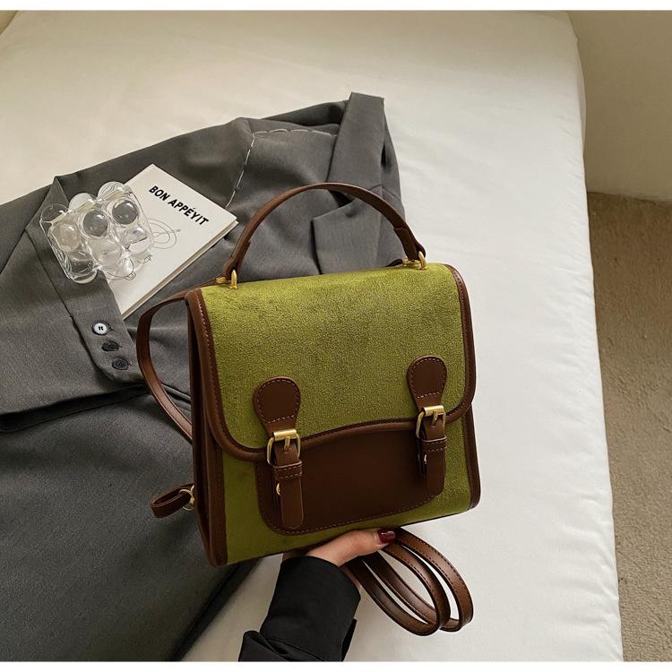 Retro fashion backpack women's 2025 new trend versatile messenger bag student class casual schoolbag shoulder bag